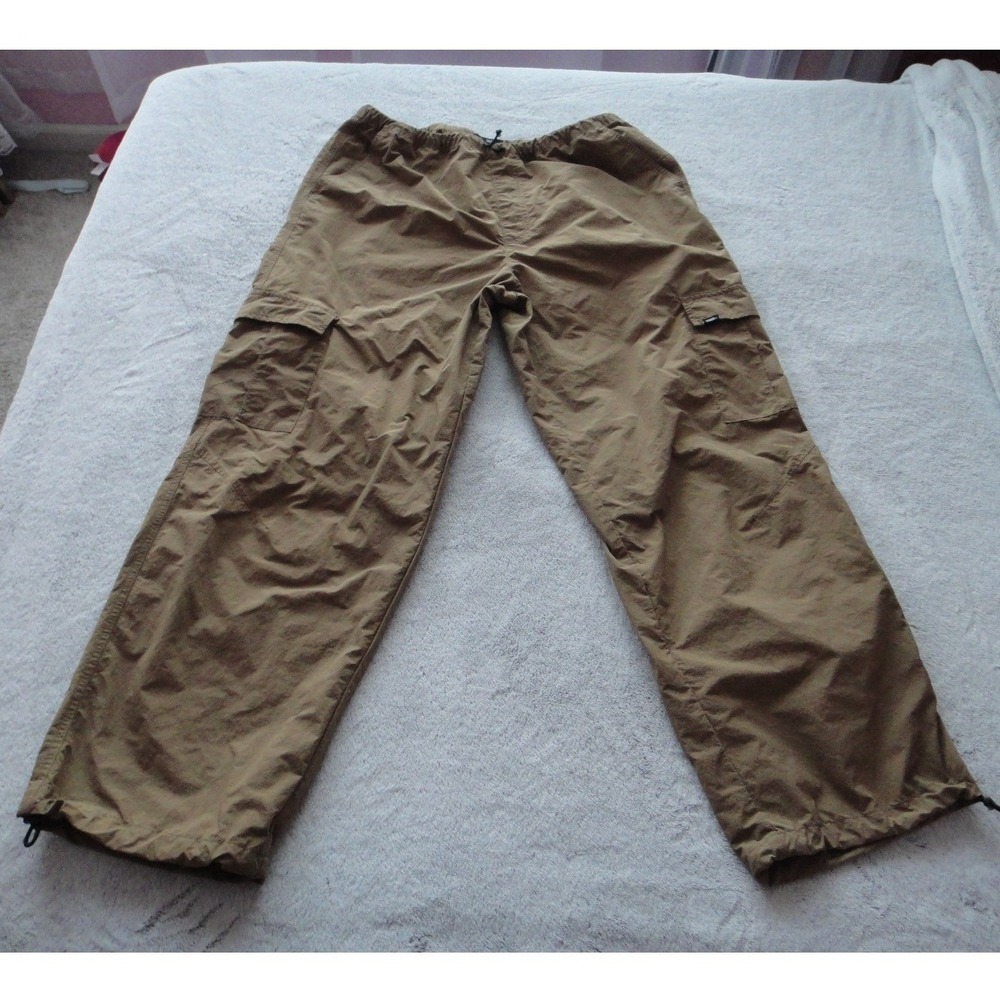 Vans Men's Tan Ripstop Cargo Pants Elastic Waist Drawstring Hem Brown Skateboard